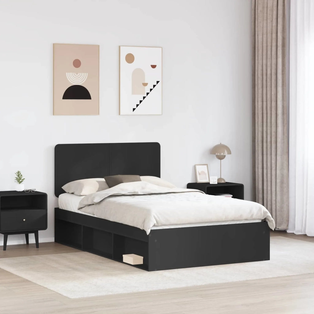 Letto matrimoniale | Letto per adulti | Struttura del letto Nero 120 x 200 cm Pino massello