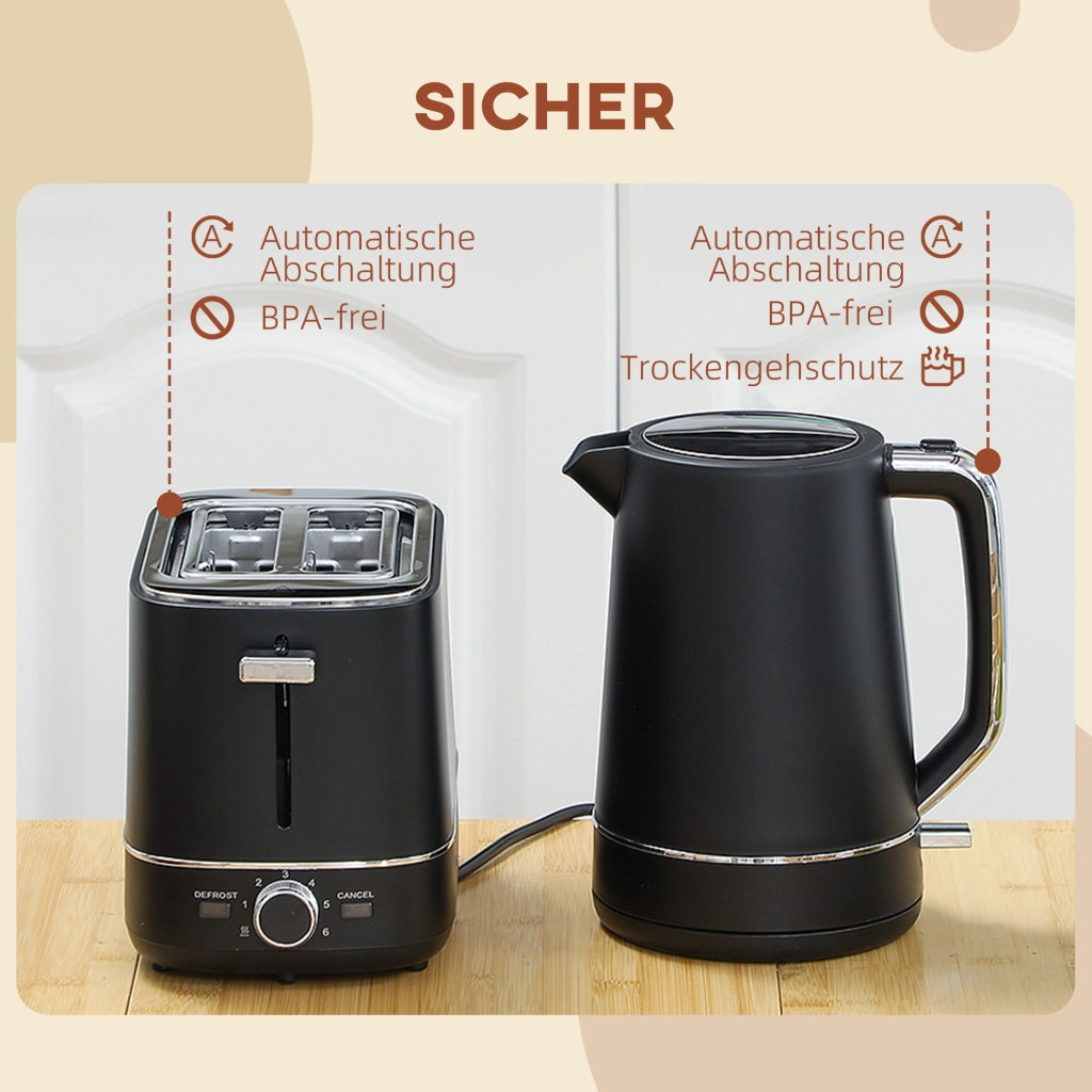 Set Bollitore 1,7L e Tostapane 6 Livelli ¨C Xylo ¨C Nero/Acciaio