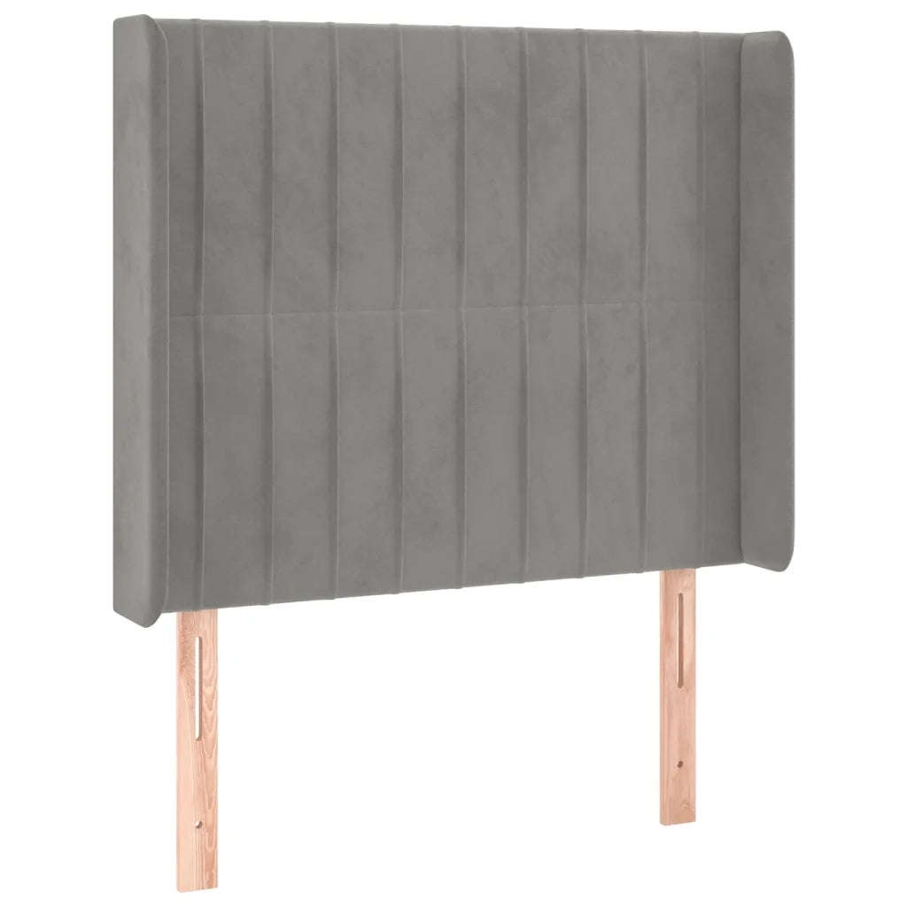 Testiera ad Orecchio-Testata con Orecchie Grigio Chiaro 93x16x118/128 cm in Velluto 211721