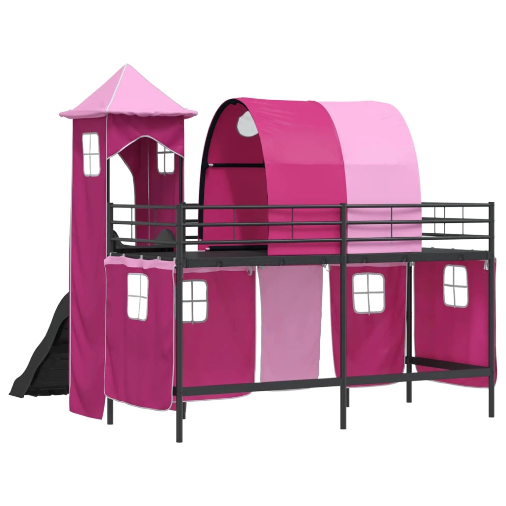 Struttura del letto loft per bambini Nero e rosa 75 x 190 cm 42020885