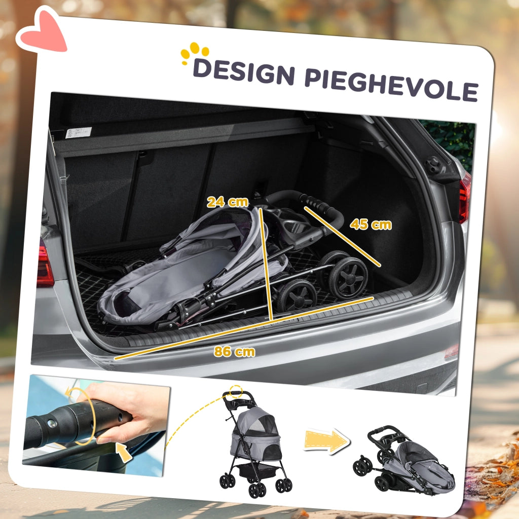 Carrello per Cani Pieghevole ¨C Minimal ¨C Grigio