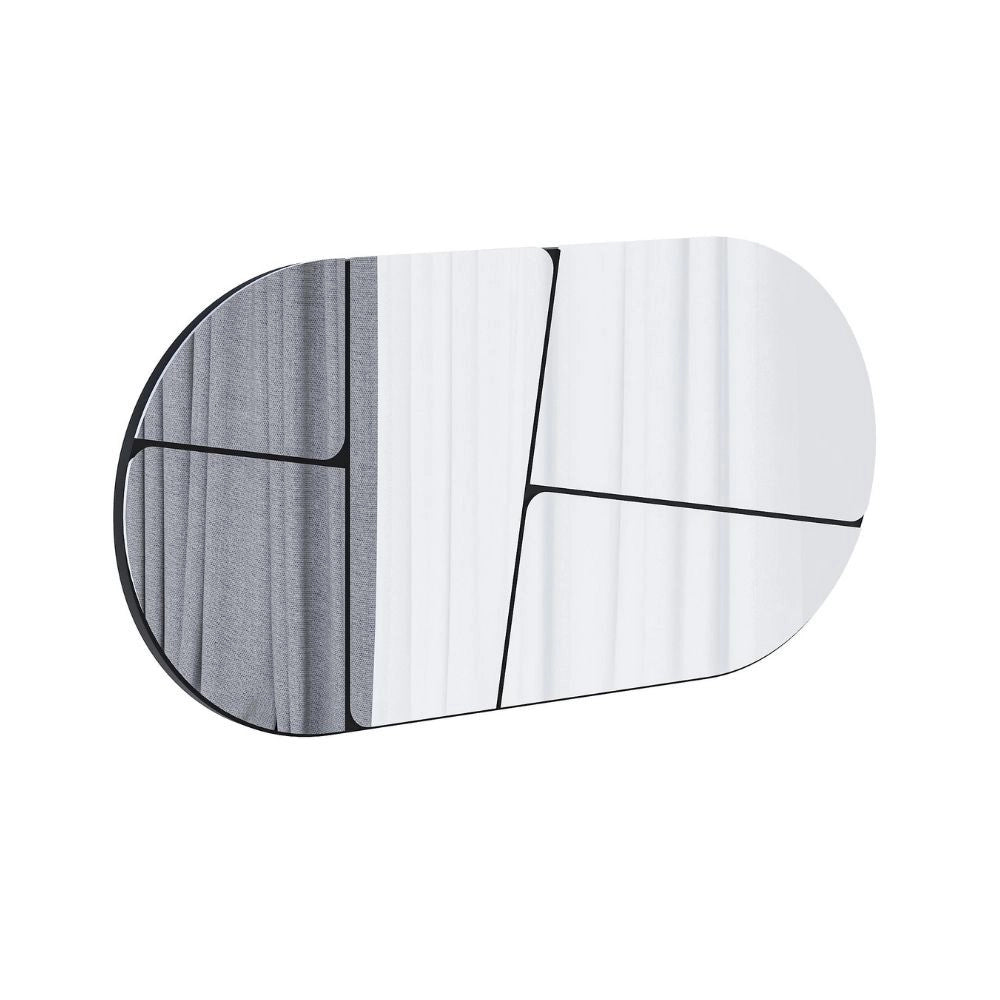 Specchio ovale da parete Otis con design astratto e fondo nero 80x40H