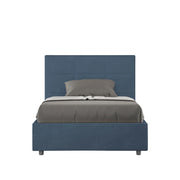 BS COM Letto una piazza e mezza con rete imbottito 120x210 microfibra blu