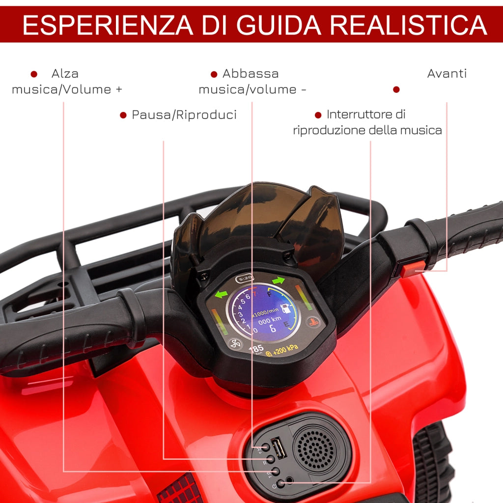 Quad Elettrico Bambini 6V ¨C Minimal ¨C Rosso 70x42x45cm