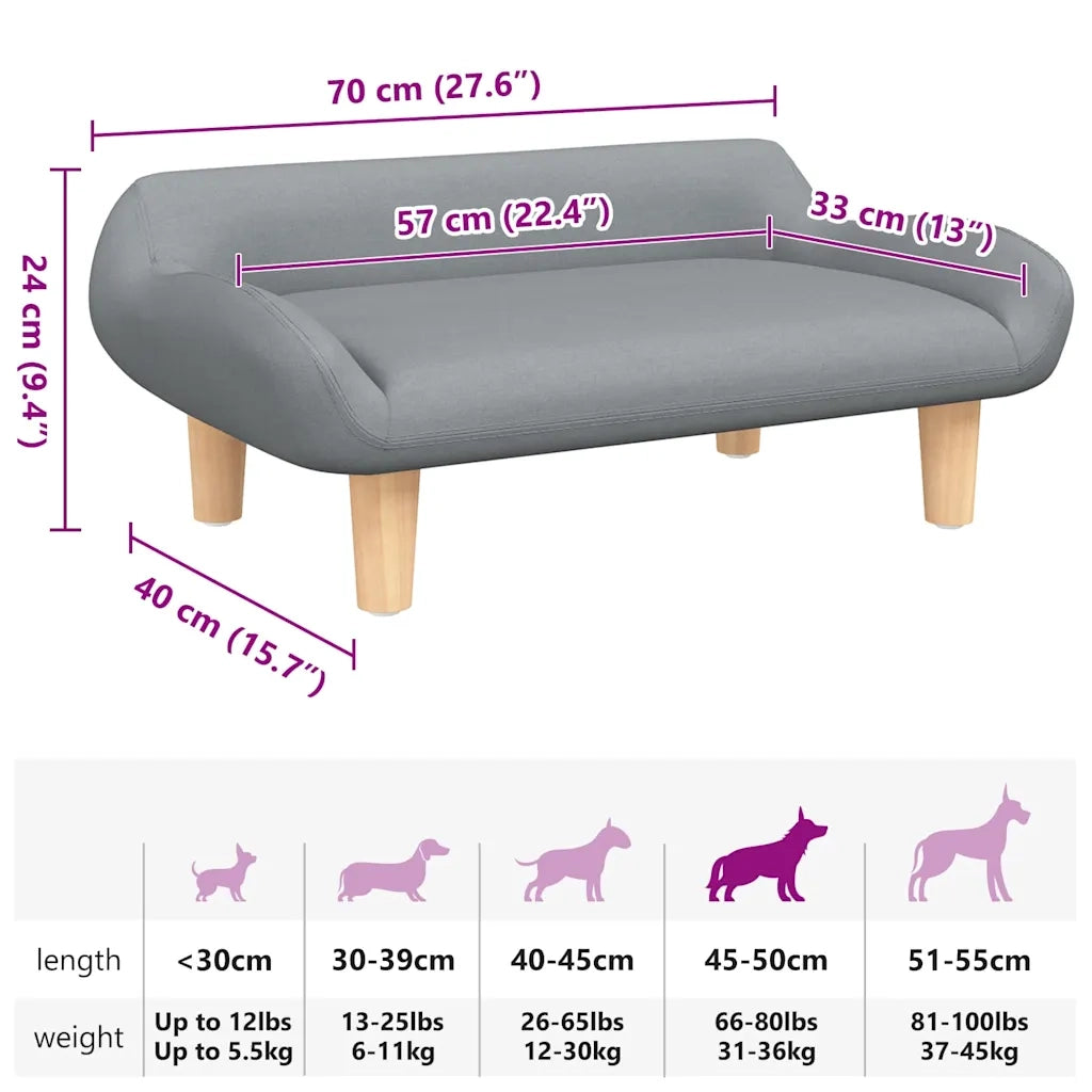 Lettino per Cani Grigio Chiaro 70x40x24 cm in Tessuto 171946