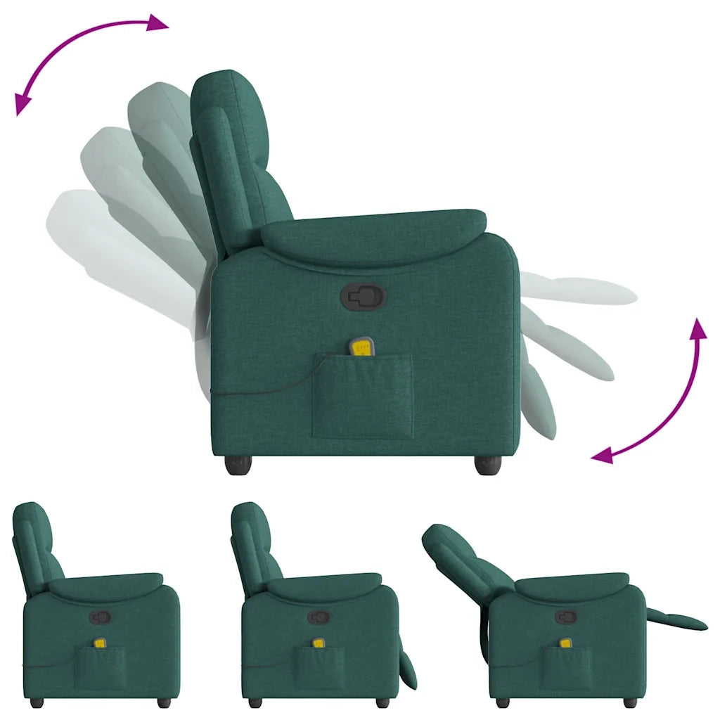 Poltrona Massaggiante | Sedia Relax Reclinabile Verde Scuro in Tessuto