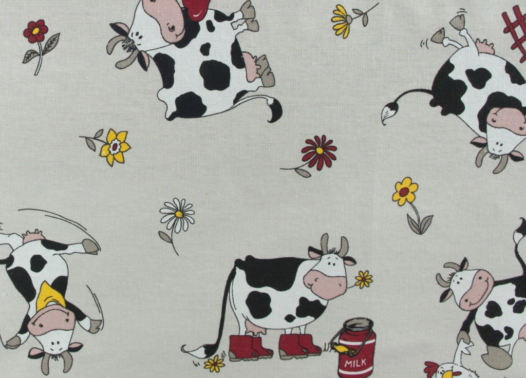 Tovaglia Per Salotto Cucina Tavolo 100% Cotone Made In Italy Mucca RP - 140x240 - Mucca
