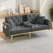 DIVANO LETTO multifunzione 175x80x73,5 cm velluto grigio con 2 cuscini