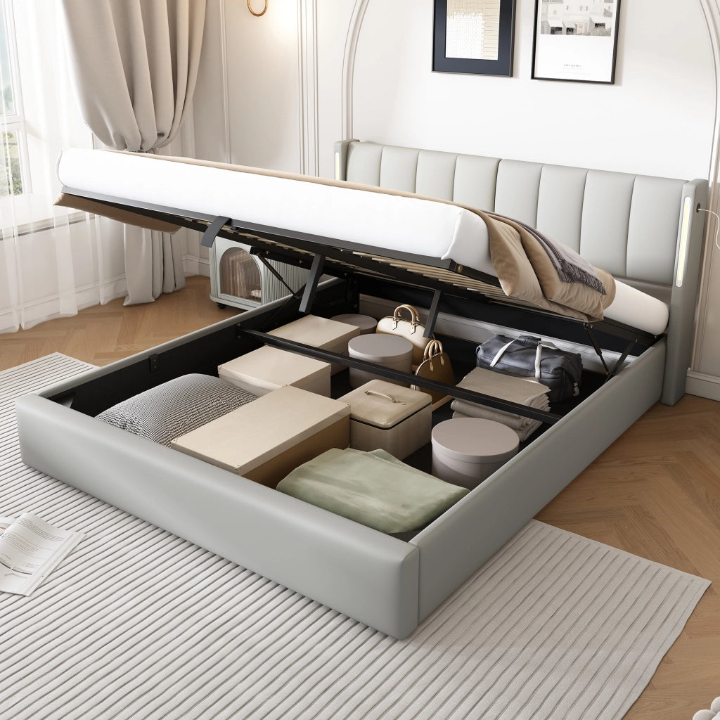 letto imbottito pu grigio 140 x 200 cm