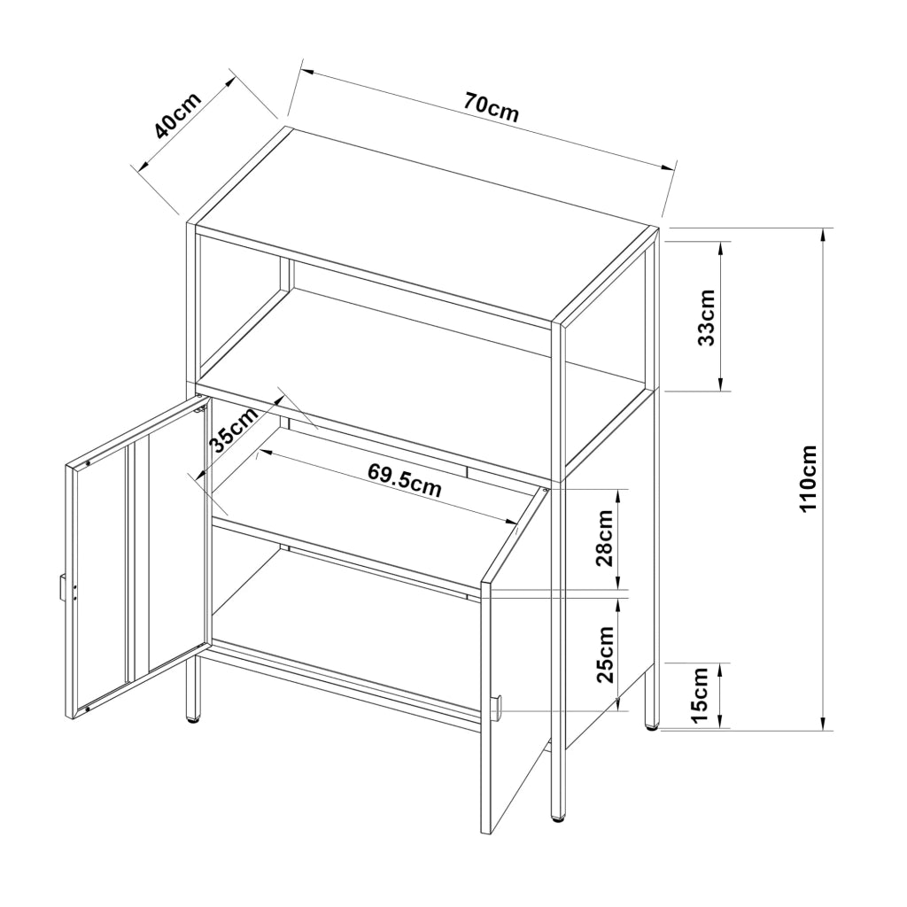 Armadio da ufficio armadietto da ufficio mobiletto portaoggetti per soggiorno ufficio camera da letto officina acciaio 110 x 70 x 40 cm grigio chiaro 03_0006317