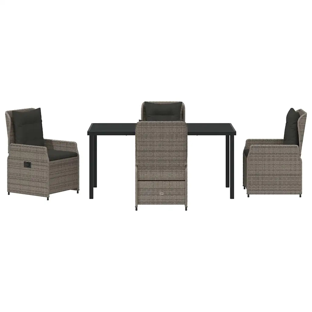Set da Pranzo per Giardino 5 pcs Grigio polyrattan