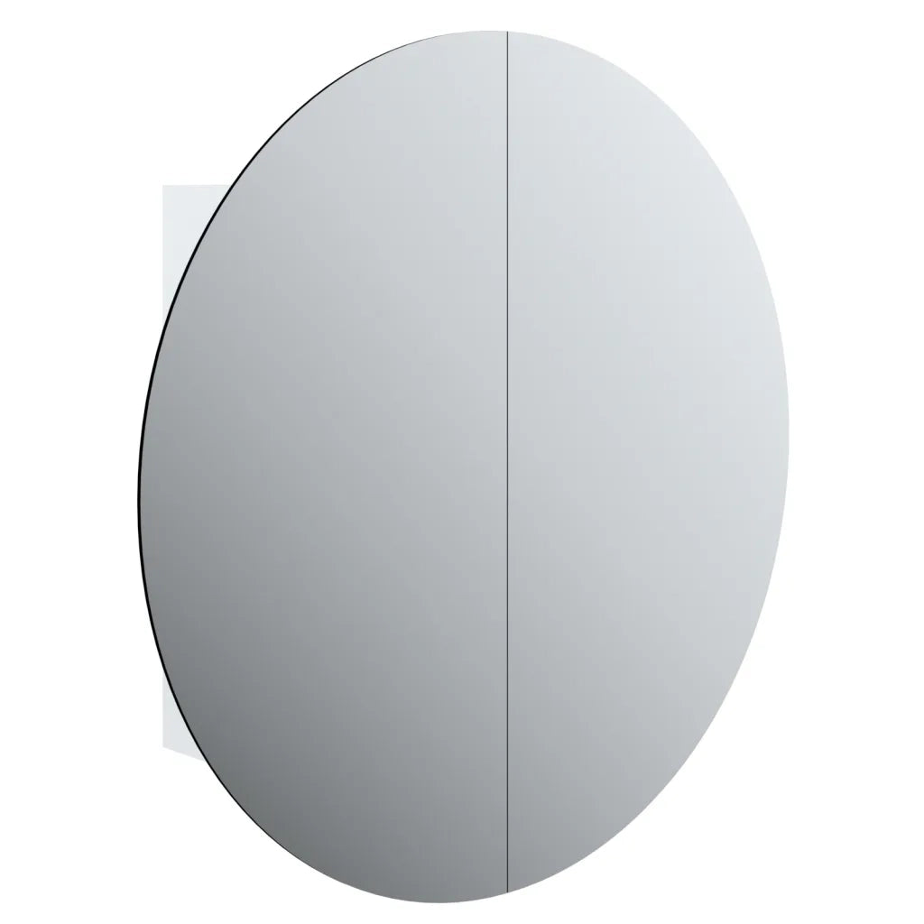 Armadio da Bagno | Mobile da Bagno con Specchio Rotondo e LED Bianco 54x54x17,5cm