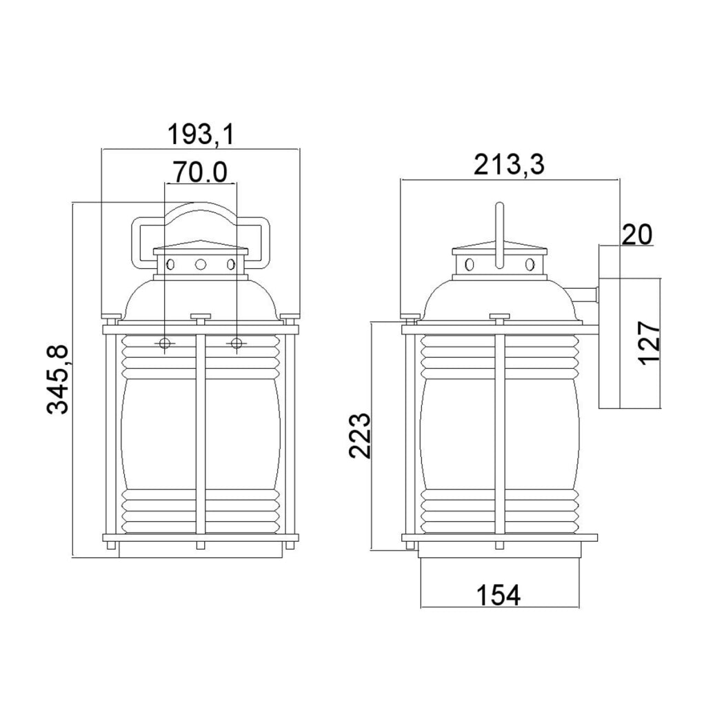 Applique esterna parete zinco anticato E27 60W Kichler