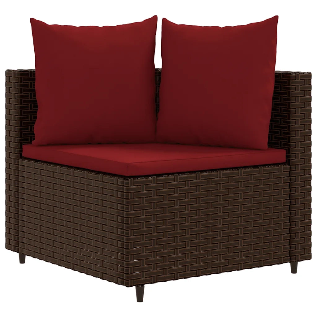 Set Divani da Giardino 8 pz con Cuscini Marrone in Polyrattan
