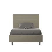 BS COM Letto una piazza e mezza con rete imbottito 130x190 similpelle cappuccino