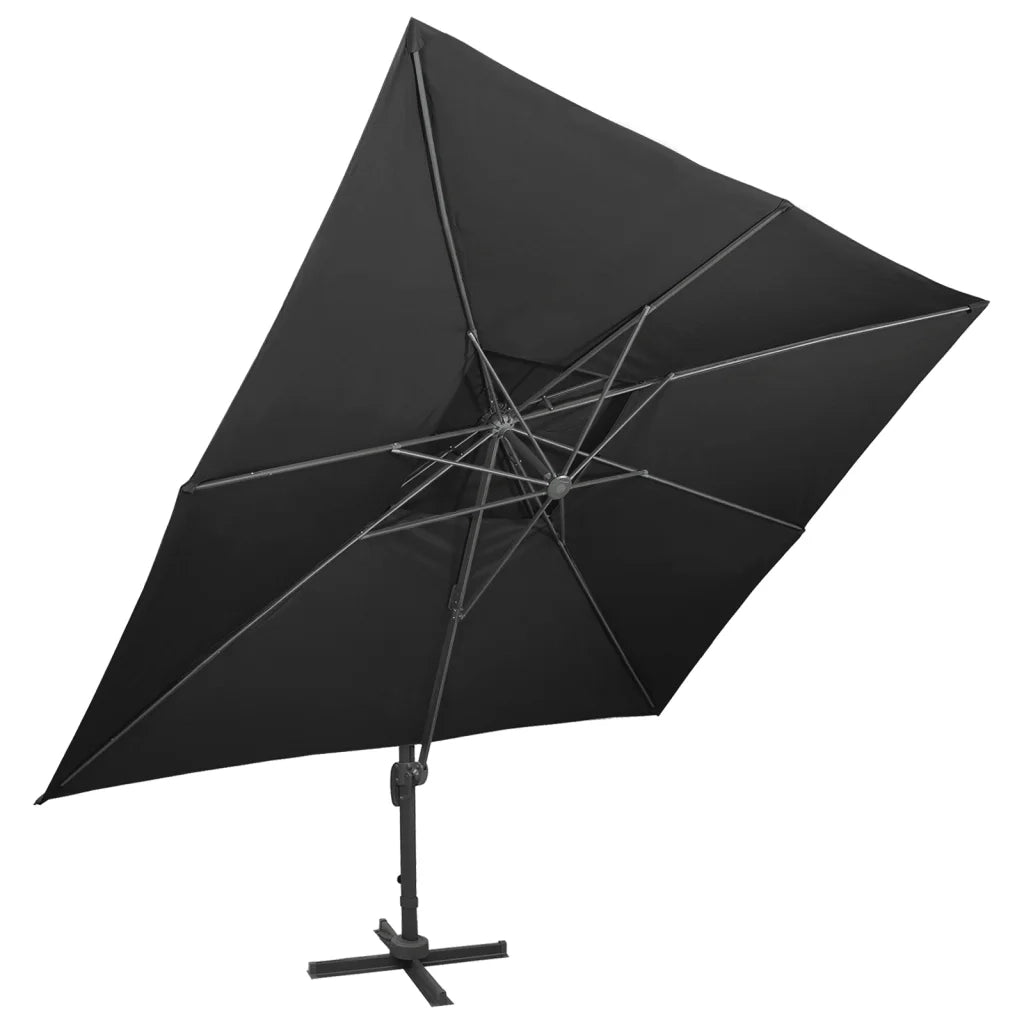 Ombrellone da giardino a sbalzo con doppio piano nero 400x300 cm 312377