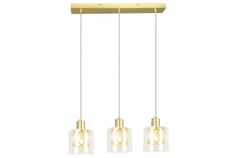 Lampada a sospensione Elmo Reality oro 3 vetri E14