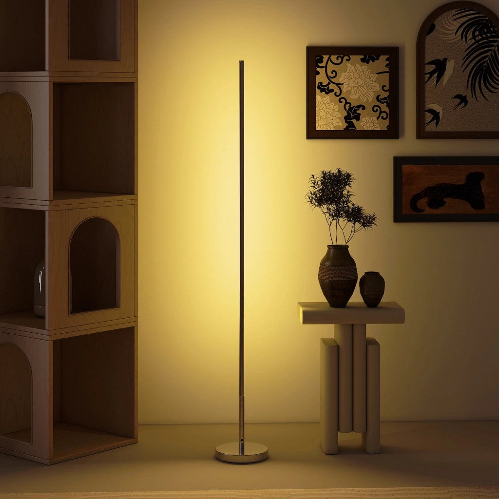 Lampada da Terra LED Alta 150 cm con Temperatura del Colore Regolabile e Telecomando, Argento
