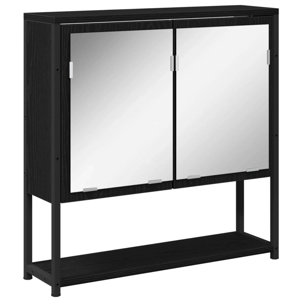 Set di mobili per il Bagno | Armadio da bagno 4 pz Nero Legno multistrato