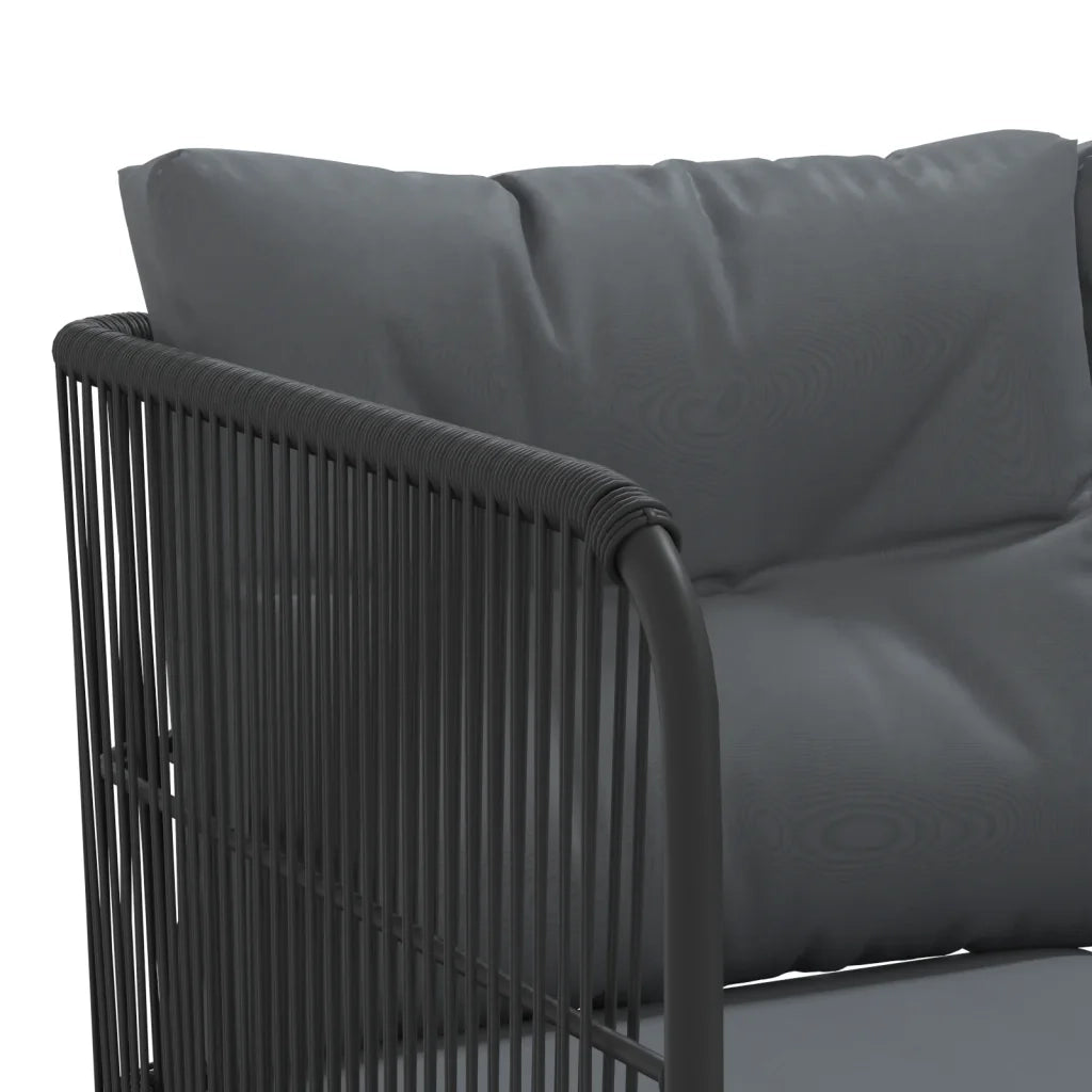 Set Divano da Giardino con Cuscini Nero Acciaio e Textilene 3283745
