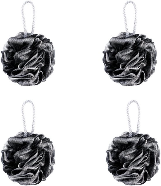 Set di 4 - Spons per Doccia - Mesh Zestra - Nero, 66g/unità