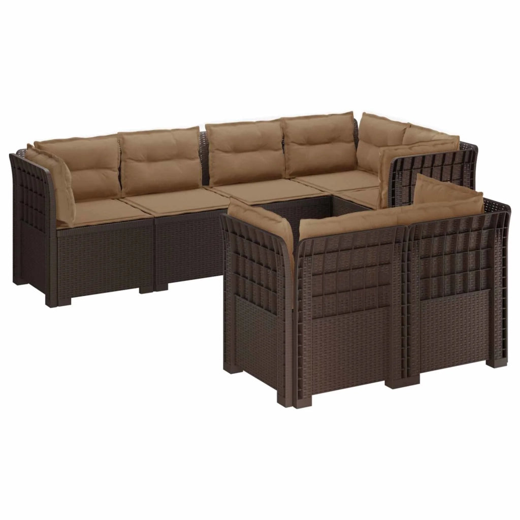 Divano 7 Posti da Giardino con Cuscini Aspetto Rattan PP 3444164