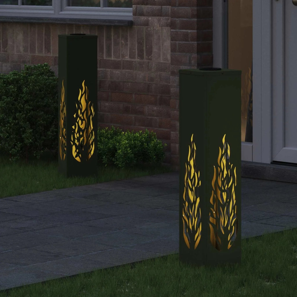 Faro LED solare per sentieri 2 pcs Verde oliva 879803