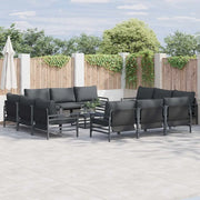 Set Divano da Giardino con cuscino 12 pcs Nero Acciaio 3378972