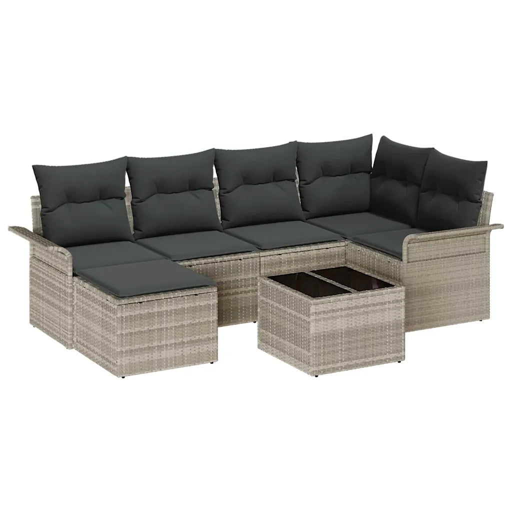 Set Divano da Giardino 7 pcs Grigio chiaro polyrattan 3354111