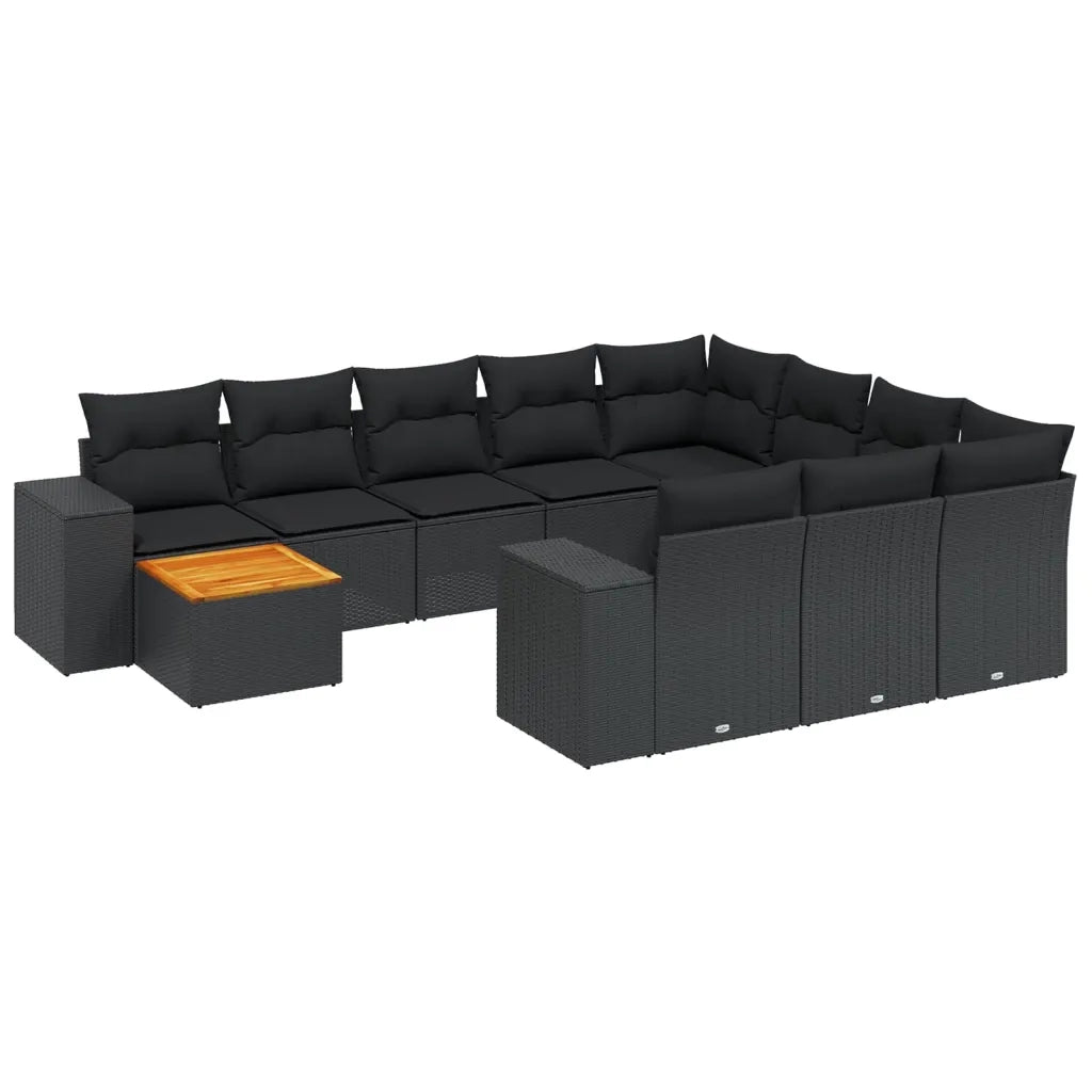 Set Divani da Giardino 11 pz con Cuscini in Polyrattan Nero 3225628