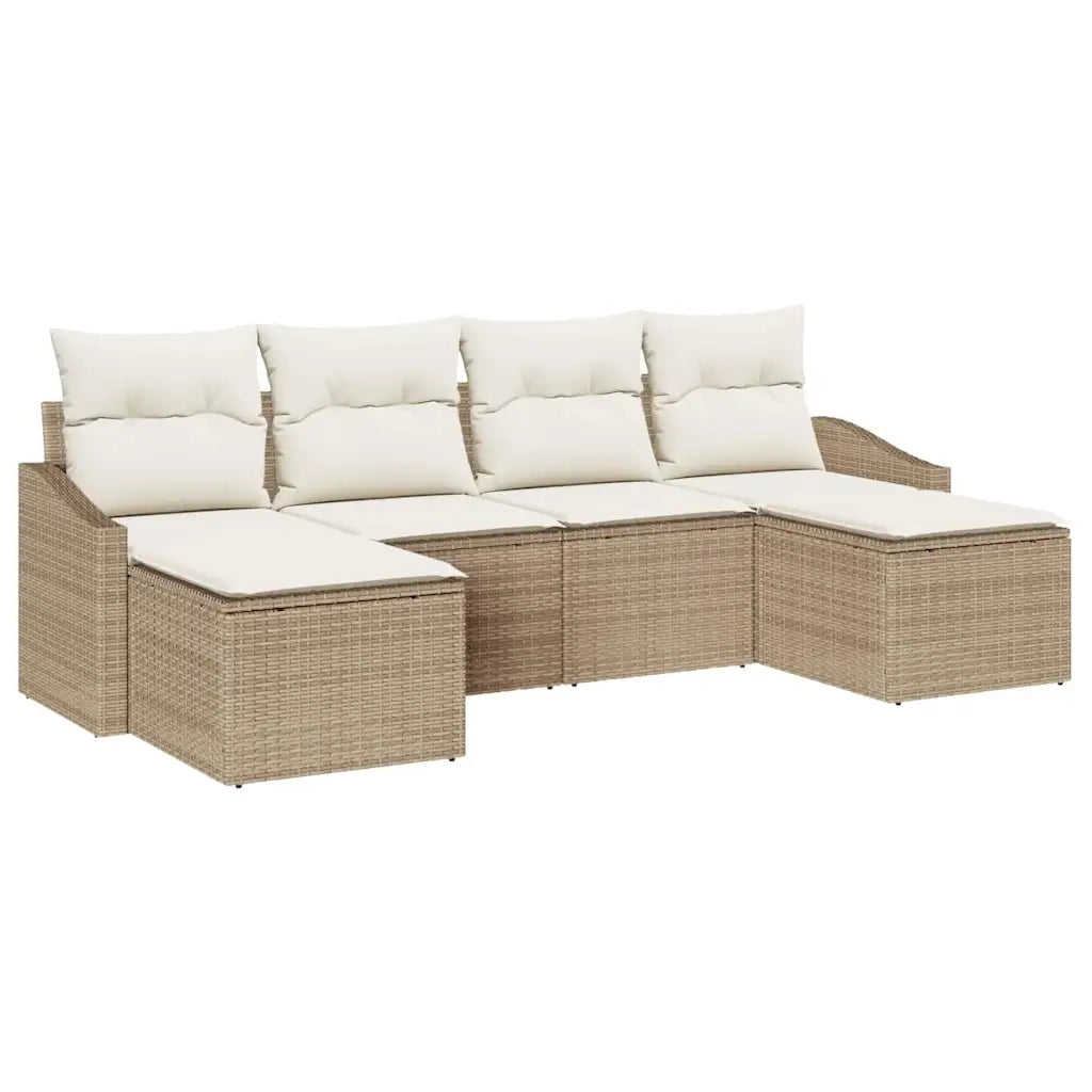 Set da Pranzo per Giardino con cuscino 6 pcs Beige e Crema