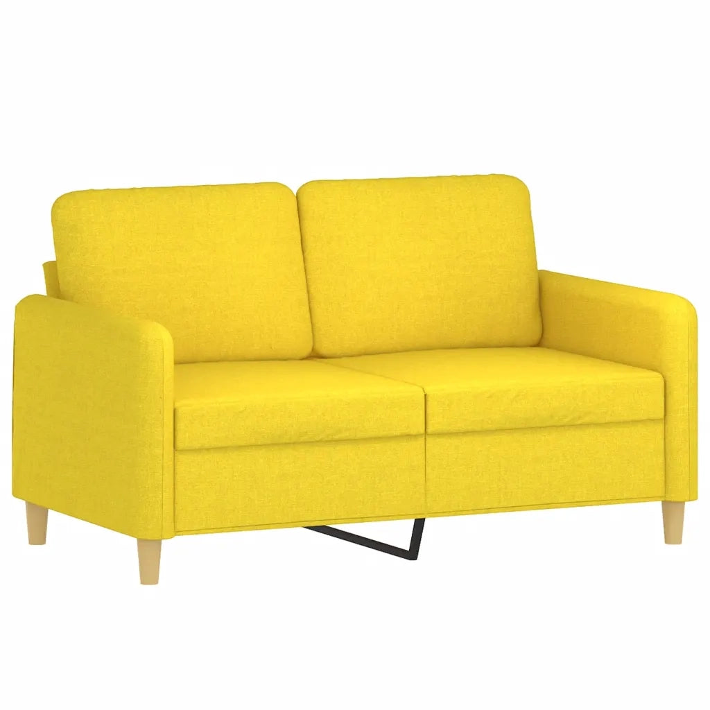 Divano a 2 Posti con Cuscini Giallo Chiaro 120 cm in Tessuto 3200906