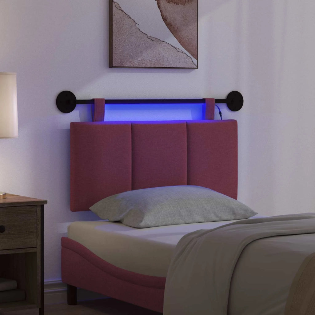 Testiera sospesa Con luce LED Rosso Vino Tessuto 3424740