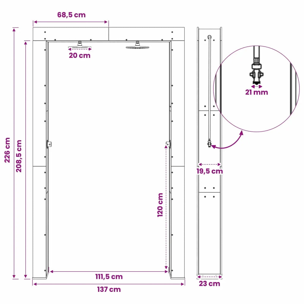 Doccia da esterno 226 cm Naturale 903114