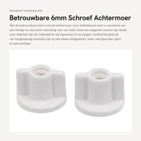 Viti di sostituzione posteriore - 6mm - Viti in plastica - Pacchetto da 2 - Bianco - Facile da installare - Viti per coperchio di vasino