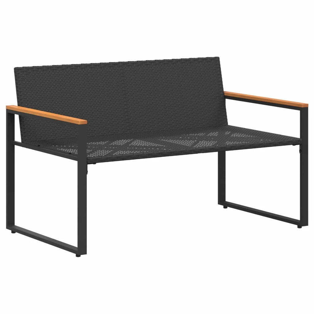 panchina con cuscino Nero e Turchese 115 x 65 x 72 cm Rattan 42026945