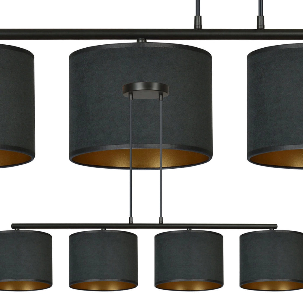 Lampadario Emibig Hilde 4 luci E27 nero/oro dimmerabile