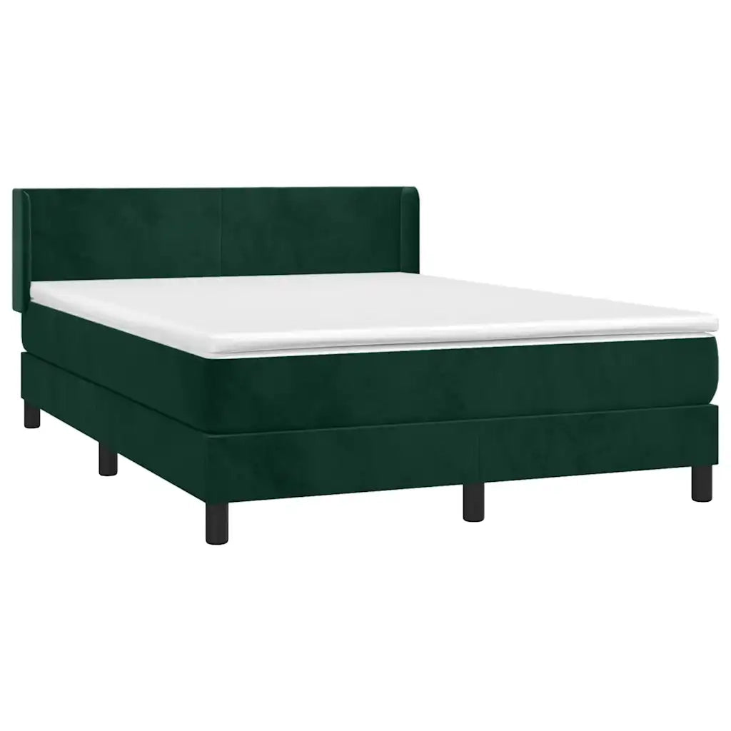 Giroletto a Molle con Materasso Verde Scuro 140x190 cm Velluto 3130838