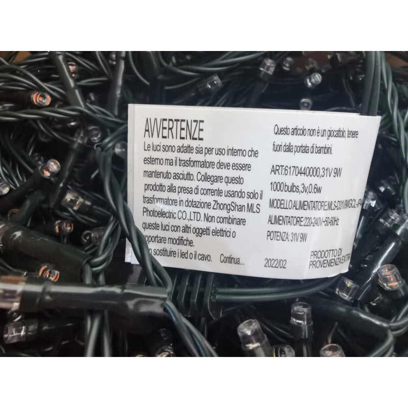 Luce filo 1000 led multicolor con controller 53m