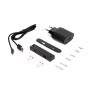Multiconnettore estraibile Vertikal Push 60, diametro 60 mm, 3 prese Schuko, 1 USB tipo A, 1 USB tipo C, Acciaio e Tec..