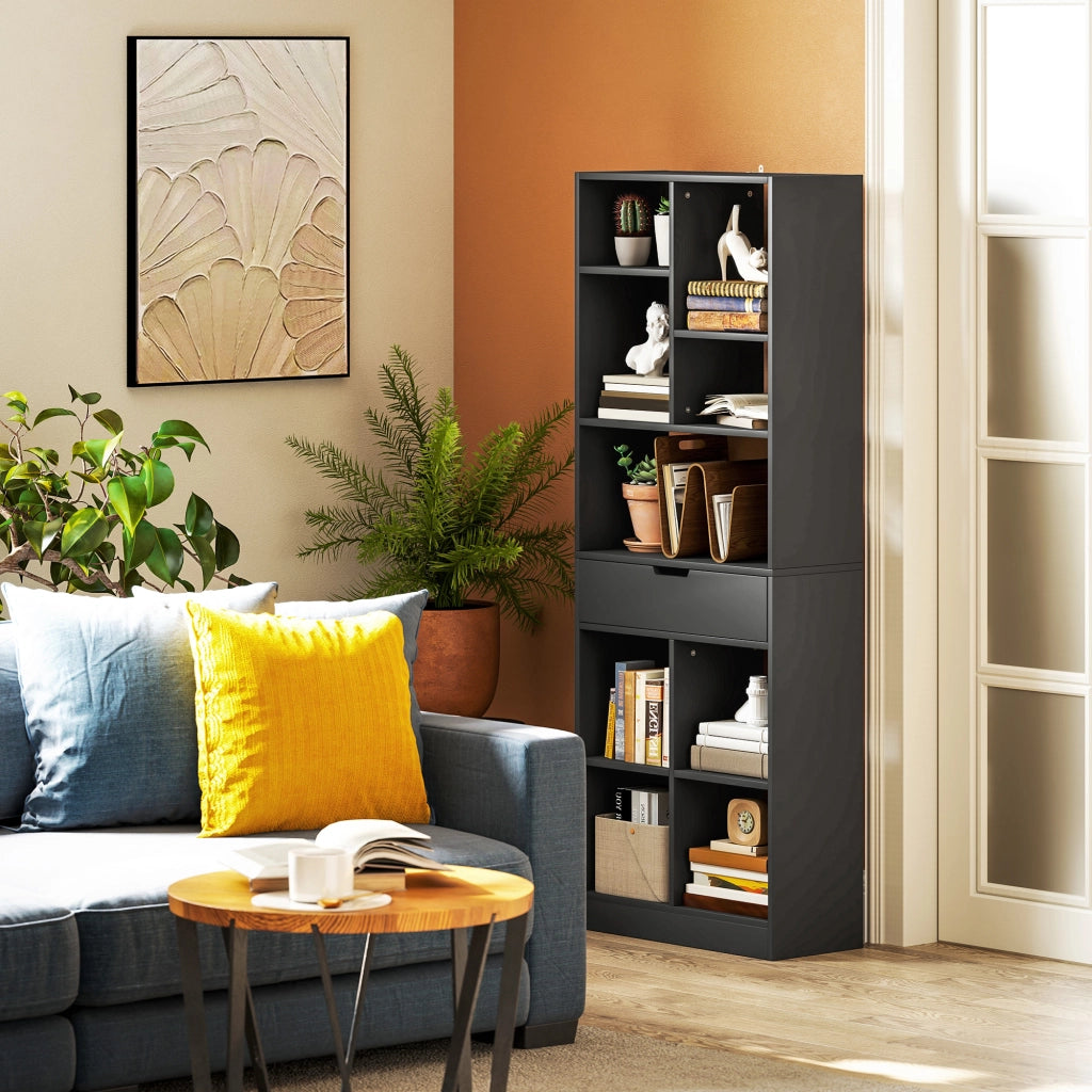 Libreria in Legno con Cassetto ¨C Minimal ¨C Nero 60x26x158