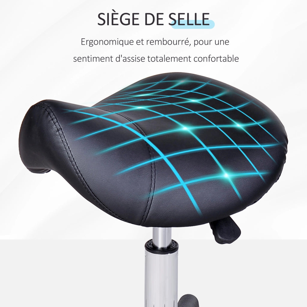 Sgabello da Massaggio con Altezza Regolabile e Rotelle ¨C Minimal ¨C Nero