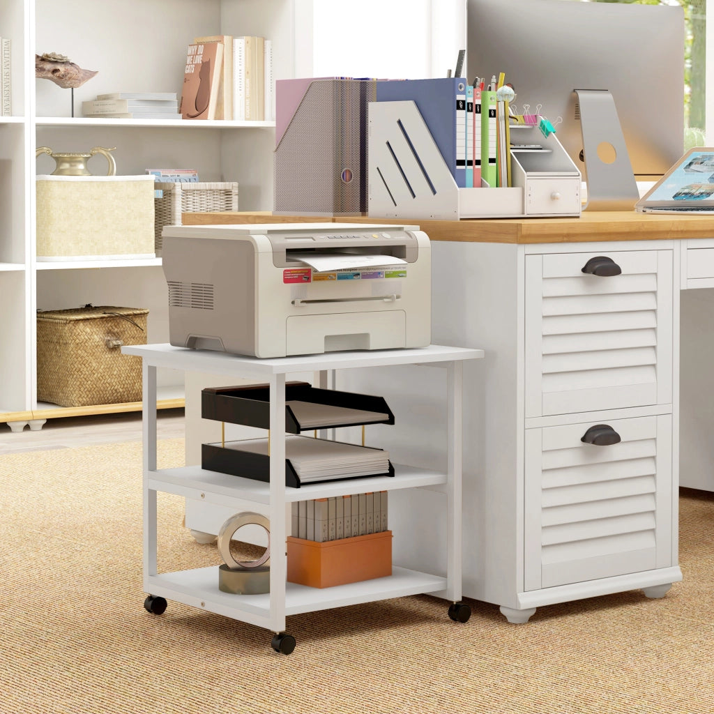 Scrivania per Computer con Stampante e Ruote ¨C Minimal ¨C Grigio 50x50x52.5 cm