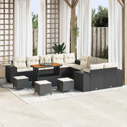 Set Divano da Giardino con cuscino 14 pcs Nero polyrattan 3362070