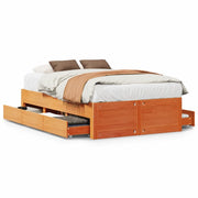 Letto matrimoniale | Letto per adulti | Giroletto senza Materasso con Cassetti Marrone Cera 120x190 cm