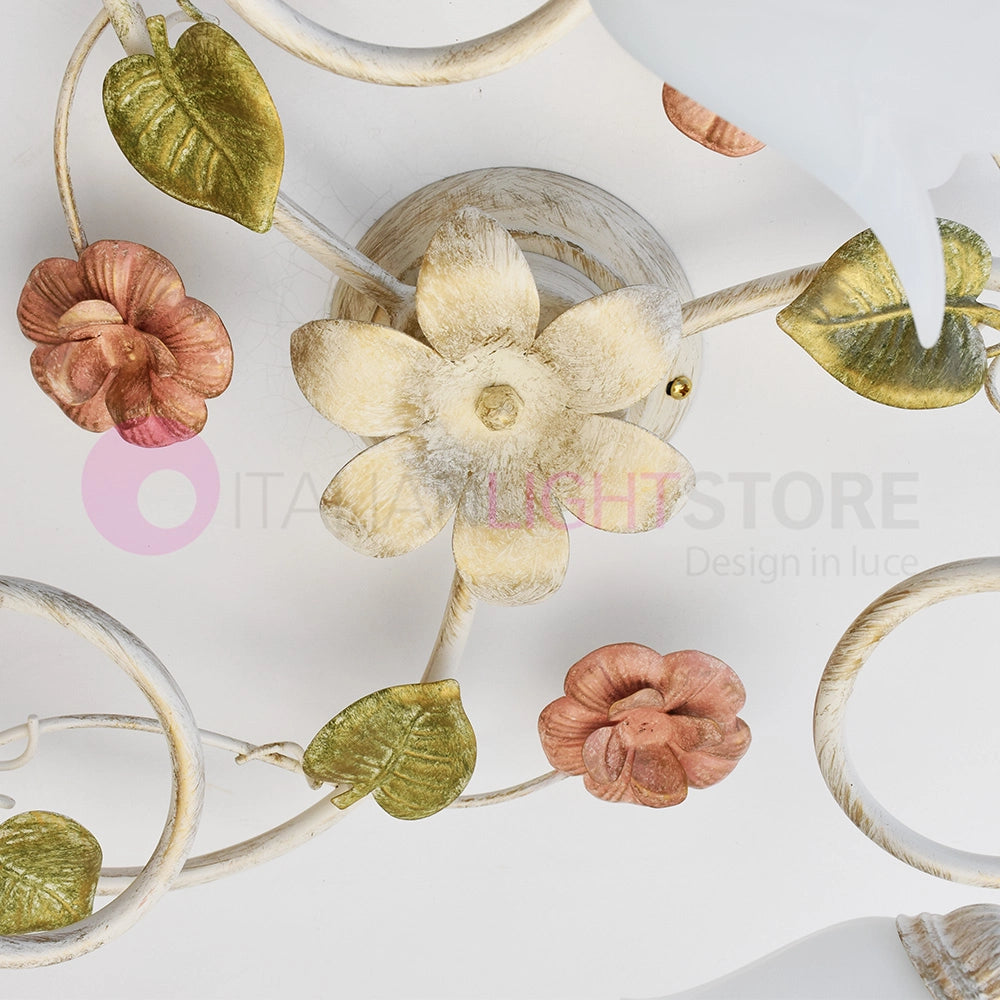 SPRING Plafoniera a 3 Luci in Ferro Decorato Stile Floreale