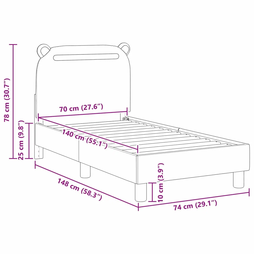 Struttura letto per bambini con testata Nero 70 x 140 cm 42011206