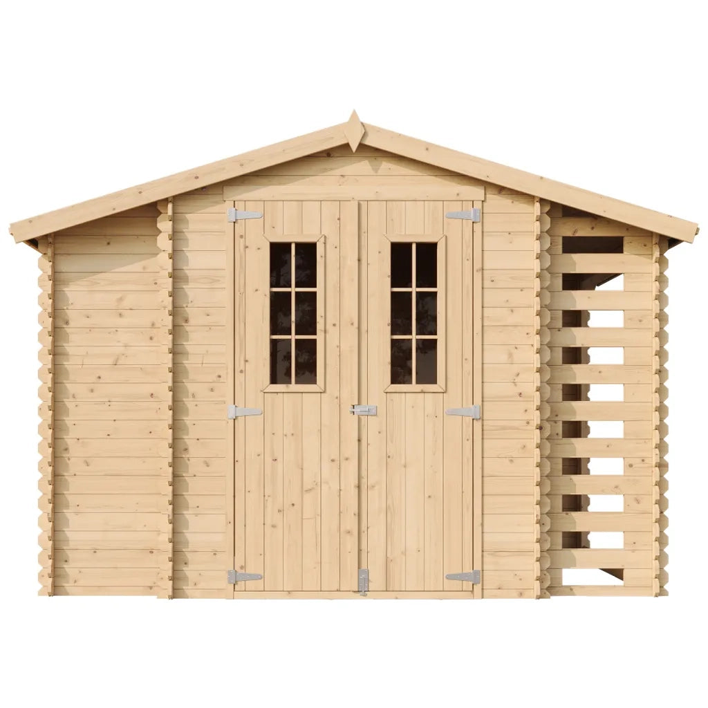 TIMBELA M389F Casetta da Giardino in Legno - 3,53 + 0,97+0,97 m2