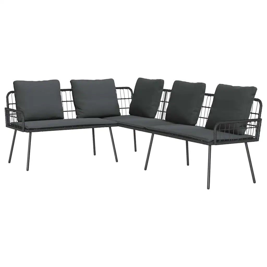 Set Divano da Giardino 2 pz-Sofa da Giardino-Divanetto da esterno Nero polyrattan