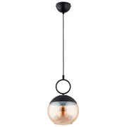 Lampada a sospensione nera vetro ambra E27 15W Alfa